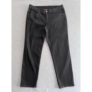Ruby Rd‎ Jeans Women's 16W Black Faded Shiny Baggy Wide Leg Stretch